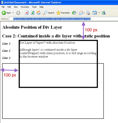 div layer absolute position example 2