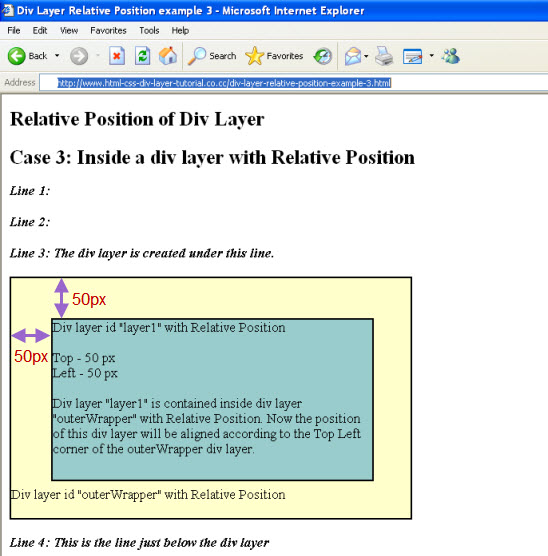 div layer relative position example 3