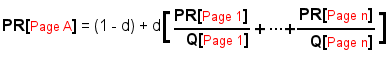 Formula of Google PageRank