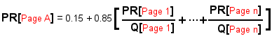 Formula of Google PageRank